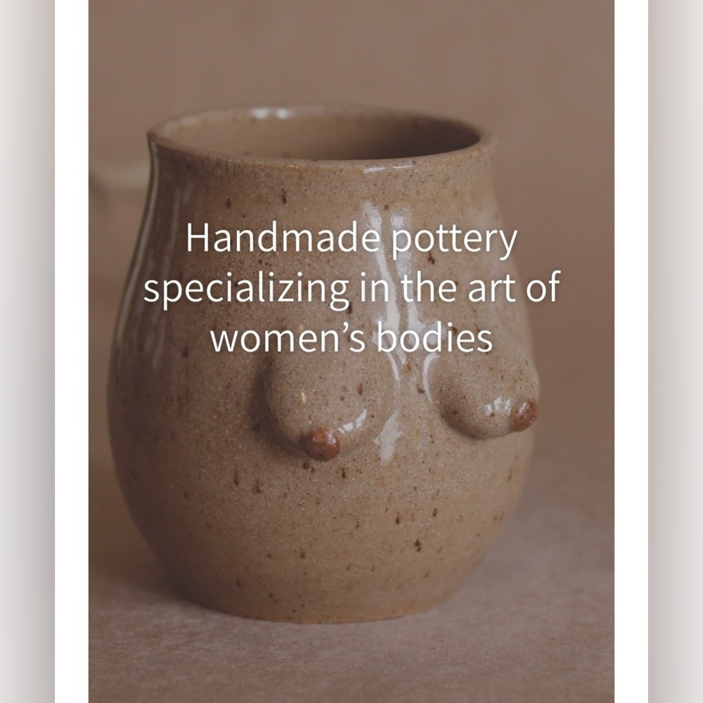 Cream and Pink Handcrafted Ceramic Mug with Rustic Charm - Picture 8 of 11